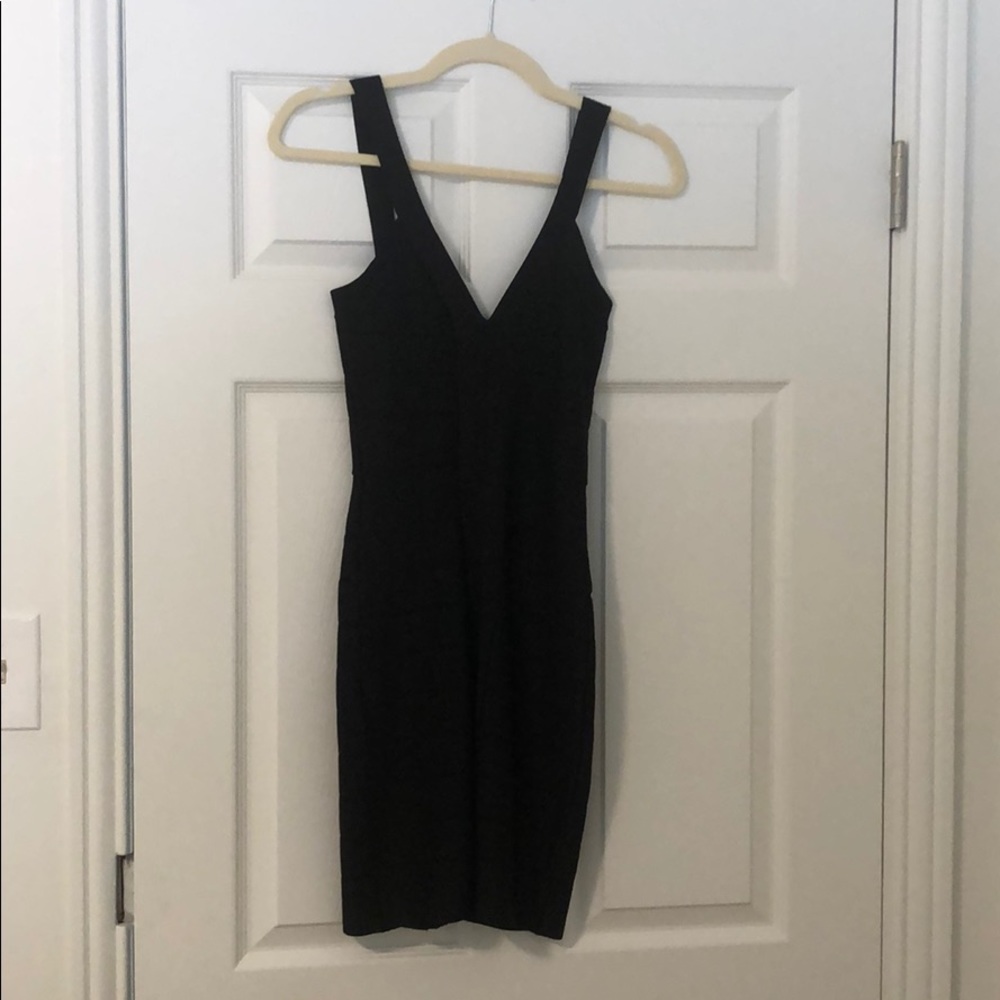 French Connection stretchy body con black dress